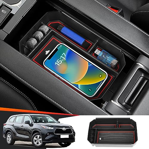 Car Center Console Organizer Tray for Toyota Highlander 2020 2021 2022 2023 2024 2025 2026 and Highlander Hybrid 2020