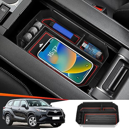 Car Center Console Organizer Tray for Toyota Highlander 2020 2021 2022 2023 2024 2025 2026 and Highlander Hybrid 2020