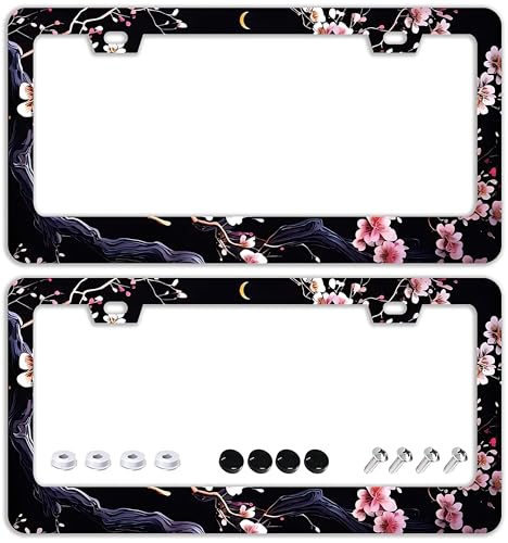 Watercolor Cherry Blossom License Plate Frames (Watercolor Cherry Blossom)