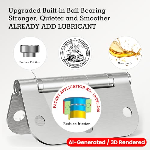 Rounded Brushed Nickel Door Hinges 3.5" 5 (Satin Nickel-Rounded / 18 Pack-Ball Bearing-lasting no squeak)