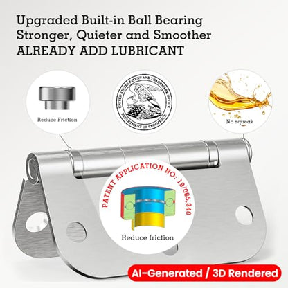 Rounded Brushed Nickel Door Hinges 3.5" 5 (Satin Nickel-Rounded / 18 Pack-Ball Bearing-lasting no squeak)