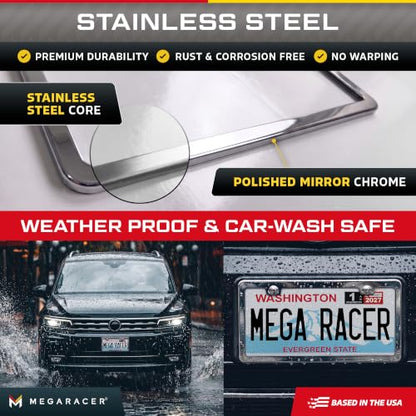 Polished Mirror Chrome Silver License Plate Frame (Mirror Chrome / 1 Piece)