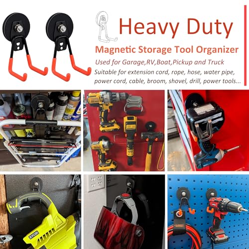 Heavy Duty Large Garage Magnet Hooks (2.59INCH 3PACK Orange Medium Hooks)