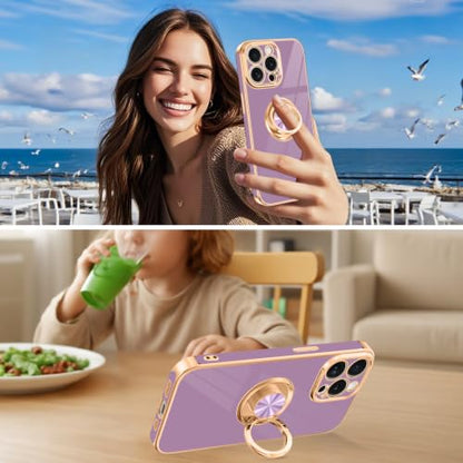 Designed for iPhone 15 Pro Max Case with Ring Stand Slim Purple (Purple / 6.7'' iPhone 15 Pro Max)