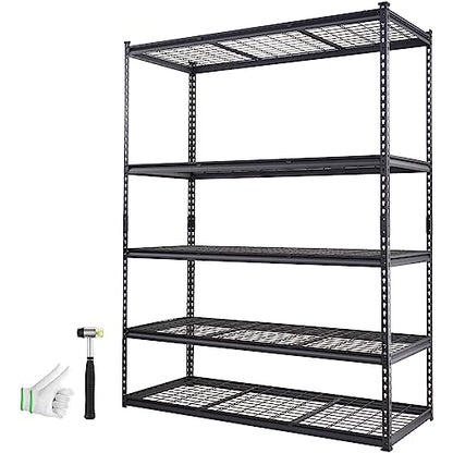 Storage Shelving Unit 5 (Black / 60" L x 24" W x 78" H)