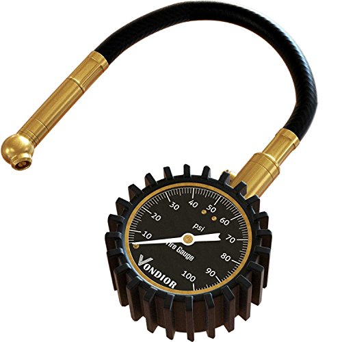 Tire Pressure Gauge for Cars (0-100 PSI / Black Tire Gauge w/ Tube)