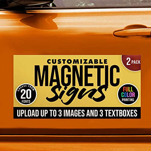 2-Pack,12"x24" Custom Magnet Signs in Full Color for Business and Advertising, 30 mil Customized Vinyl Car Magnets, Personalized Magnetic Sheets for Company Storefront & Vehicles (Sharp Corners) (Sharp Corners)
