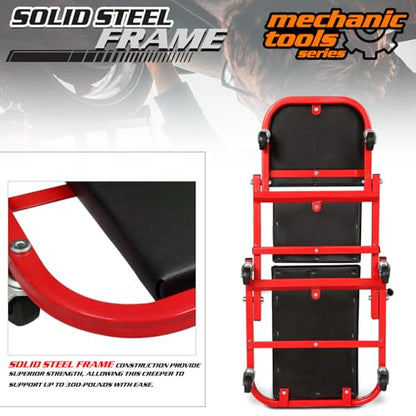 40 Inch Folding Creeper Rolling Seat (Red / 40")