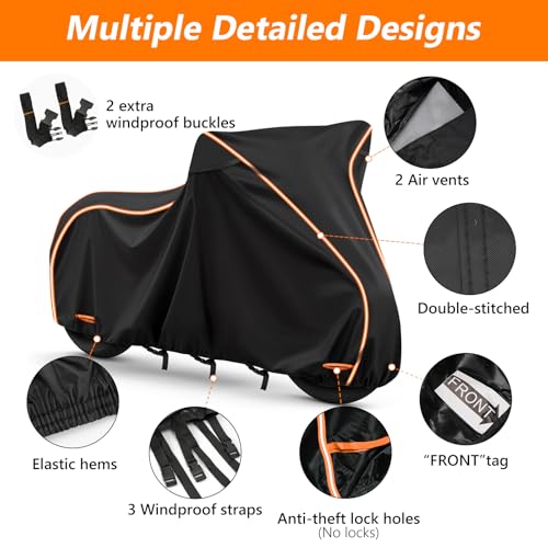 420D & Cotton Lining Motorcycle Cover for Honda Rebel 250 300 500 1100 (Black / for Rebel)