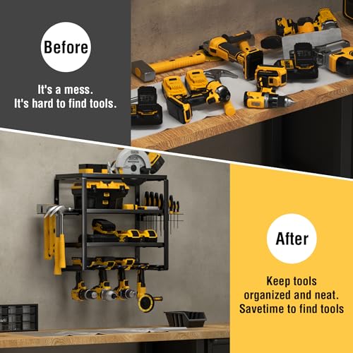 4 Layer Power Tool Organizer Wall Mount (16 Inch 4 Drills Holder)