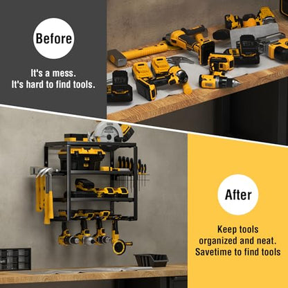 4 Layer Power Tool Organizer Wall Mount (16 Inch 4 Drills Holder)