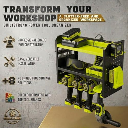 Power Tool Organizer Wall Mount (4 Drill Holder / Green)