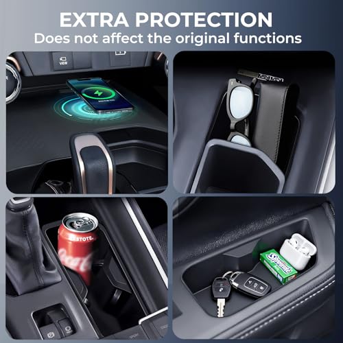 1st & 2nd Row Cup Holder Inserts & Wireless Charging Protective Mat for Toyota Grand Highlander 2026 2025 2024 (for Toyota Grand Highlander 2024-2026, 5PCS)