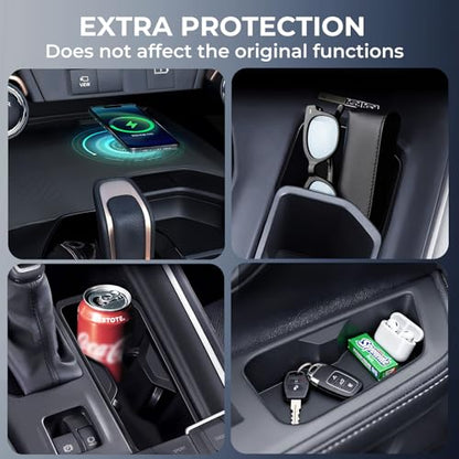 1st & 2nd Row Cup Holder Inserts & Wireless Charging Protective Mat for Toyota Grand Highlander 2026 2025 2024 (for Toyota Grand Highlander 2024-2026, 5PCS)