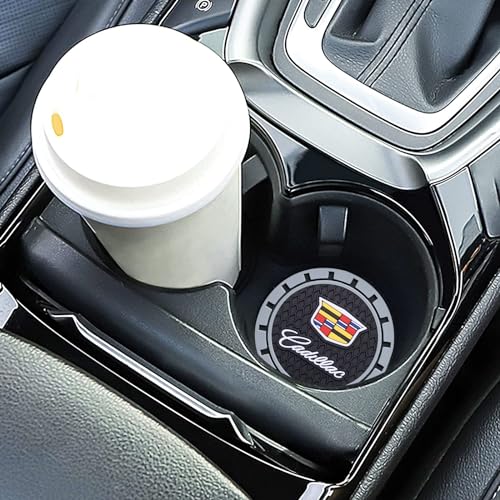 Car Cup Holder Coaster for Cadillac Escalade CT4 CT5 CT6 ATS CTS SRX XT5 Recessed Silicone Cupholder Coaster Interior Accessories 2.75in 2Pack (Gray-02)
