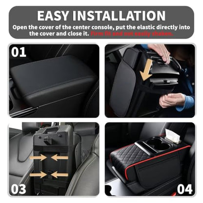 5-in-1 Center Console Cover Fit for Rogue #005 Redline (Fit for Nissan Rogue / #005 Black&Red)