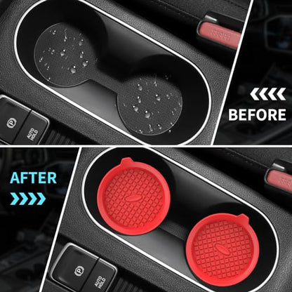 Car Cup Holder Coasters [4 Pack] Silicone Cups Mats (4 Pack-red)