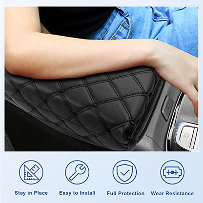 Center Console Cover for 2022 2023 2024 Santa Cruz Pickup Truck Armrest Cover Console Pad Armrest Seat Box Cover Leather Protector 2022 2023 2024 Santa Cruz Car Interior Accessories (Black Pad)