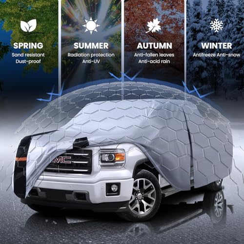 Multi Layer GMC Sierra Truck Cover (W.Fit Sierra 1500HD(2002-2018) Regular Cab SB / White Truck Cover)