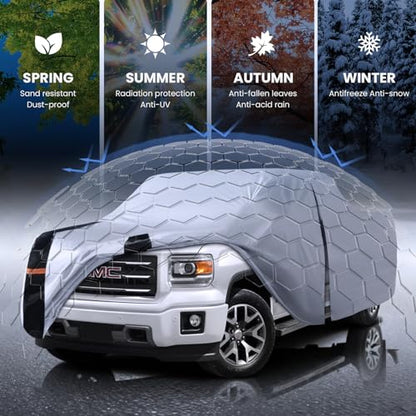 Multi Layer GMC Sierra Truck Cover (W.Fit Sierra 1500HD(2002-2018) Regular Cab SB / White Truck Cover)