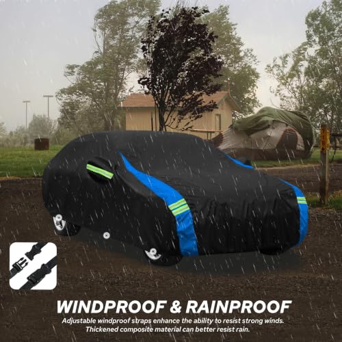 Car Cover Compatible with Honda Civic (Black-Blue / Compatible with Honda Civic)