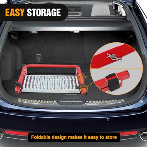 Folding Heavy Duty Tire Step Fit Tire from 10” to 15” (Truck Tire Step Red)