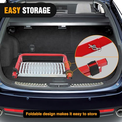 Folding Heavy Duty Tire Step Fit Tire from 10” to 15” (Truck Tire Step Red)