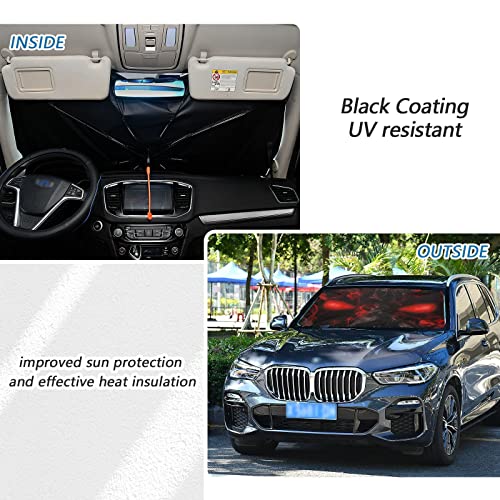 Skull Red Eyes Windshield Sun Shade Umbrella Foldable Car Front Window Sunshade Blocks UV Rays Heat Keep Vehicle Cool (multi 12)