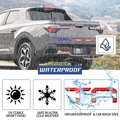 Tailgate Inserts Letters Compatible for 2022 2023 2024 2025 Santa Cruz 3D Raised & Strong Adhesive Decals Letters Rear Emblem Decal Sticker Compatible for Santa Cruz Accessories (American Flag)