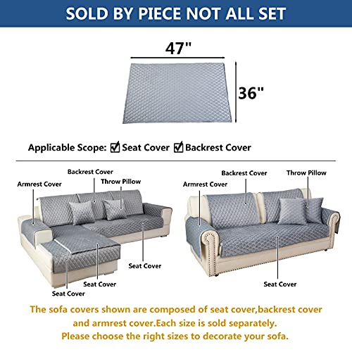 Velvet Sectional Couch Covers for Dogs (36''x47''/Rectangular / Light Gray)