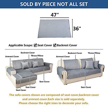 Velvet Sectional Couch Covers for Dogs (36''x47''/Rectangular / Light Gray)