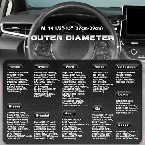 Steering Wheel Cover 14.5" (Standard size[14 1/2''-15''] / 1. Black with Carbon Fiber Pattern)