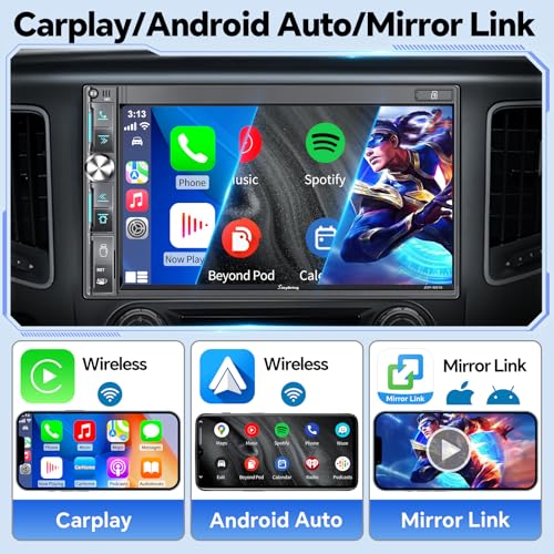 QLED Double Din Car Stereo with Dash Cam & Backup Camera (Black W018 with Dash Cam)
