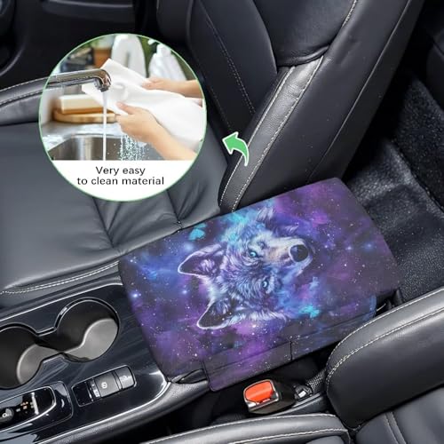 Galaxy Wolf Butterfly Car Center Console Armrest Cover Soft Armrest Cover Lid Non (Galaxy Wolf Butterfly)