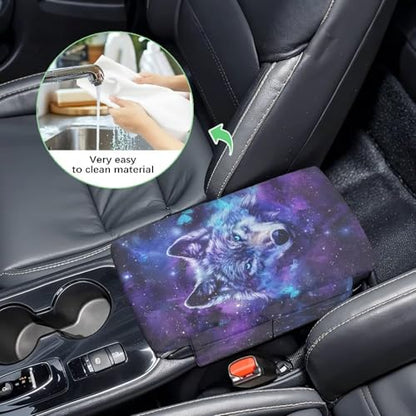 Galaxy Wolf Butterfly Car Center Console Armrest Cover Soft Armrest Cover Lid Non (Galaxy Wolf Butterfly)