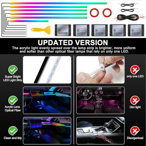 Dreamcolor Acrylic Interior Car LED Strip Light with Wireless APP (Dreamcolor 6 in 1)