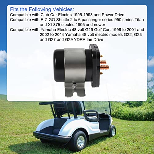 Heavy Duty 48V 4 Terminal Solenoid Heavy Duty 48V Solenoid Relay Switch Replacement For Club Car EZGO Yamaha Electric G19 Power Drive #586 Series Replace JR1 (48V For 1995-1998; G22,G23,G27,G29)