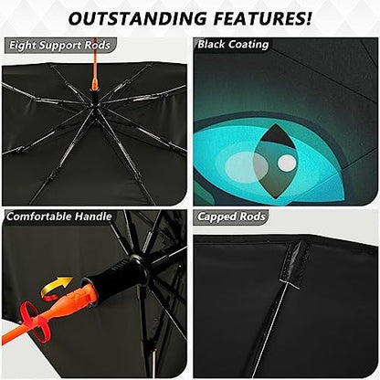Fantasy Scary Laugh Cat Black Windshield Sun Shade Umbrella Cheshire Cat Halloween Foldable Car Front Window Sunshade Blocks UV Rays Heat Keep Vehicle Cool (multi 7)