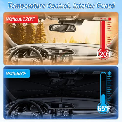 Windshield Sun Shade Umbrella for Honda Civic 2016 2017 2018 2019 2020 2021 Rear Window Shades 100% UV Protection and Blackout Privacy 5PCS Car Window Covers Accessories (5-Piece Set | Fits Honda Civic 2016-2021)