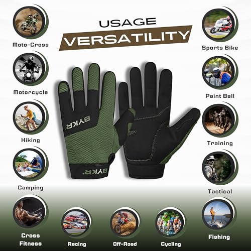 All Weather Motorcycle Gloves for Men & Women (Military Green / XX-Large)