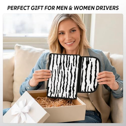 Animal Print Car Center Console Armrest Cover with 2 Side Pockets (Zebra Print)