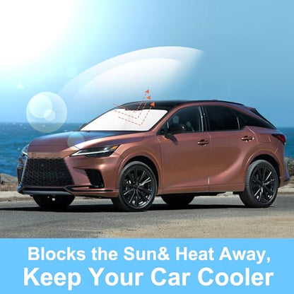 Sun Shade for Lexus RX 2023 2024 2025 2026 Accessories Windshield Sun Shade Window Shade UV Rays Protection Sun Visor Cover with Steering Wheel Sunshade Storage Bag (Windshield Sunshade for Lexus RX 2023-2026)