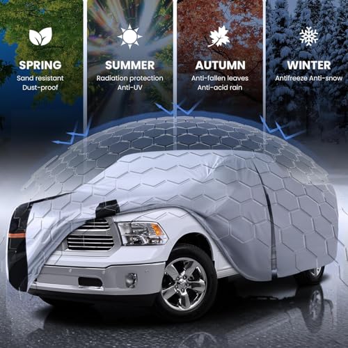Multi Layer Ram 2500HD Truck Cover (Ram 2500HD 2002-2026 Mega/Quad Cab LB+Towel+Bag / White Truck Cover)