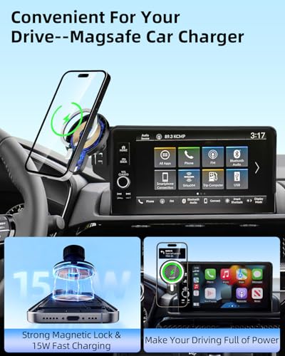 Car Phone Holder for 2023 (Toyota BZ4X/Subaru Solterra 2023-2025 / Magsafe+ Wireless Charger)