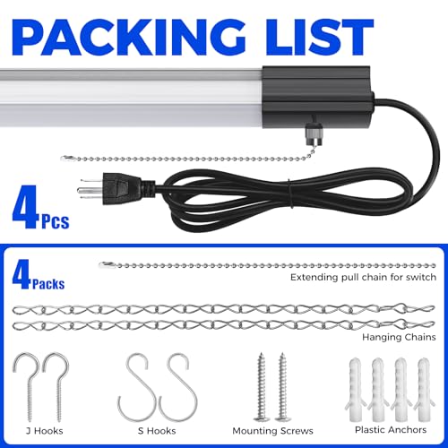 BS84 LED Shop Lights 4FT for Workshop (6500K / Black-84W-4 Packs)