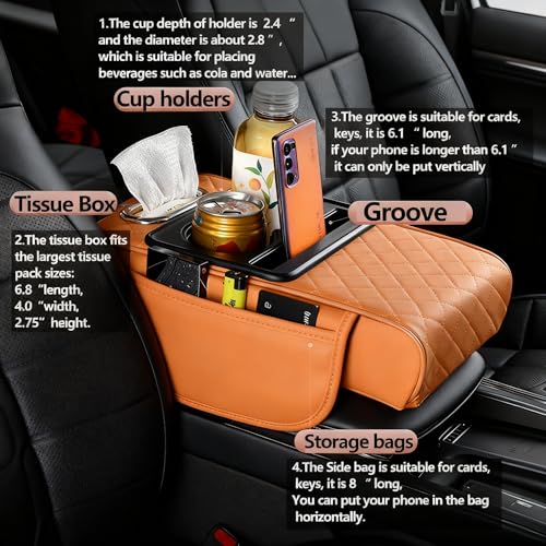 Automotive Armrests Car Console Organizer and Console Cover (Gray)