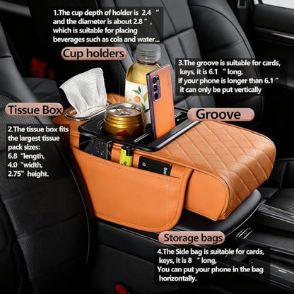 Automotive Armrests Car Console Organizer and Console Cover (Gray)
