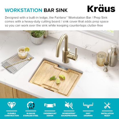 Fairlane 15 in Undermount Workstation Single Bowl 18 (15 Inch / Single Bowl Workstation — Undermount)