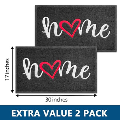 Door Mat 2 Pack Outside Inside Home Doormat 30"x17.5" Durable Floor Mat Non Slip Rug Ultra Absorb Mud Easy Clean Front Doormat for Garage (2'6" x 1'6" / 2pack Home)