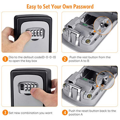 Key Lock Box Wall Mounted (Grey / 4)